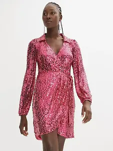Paillettenkleid im Wickel-Optik