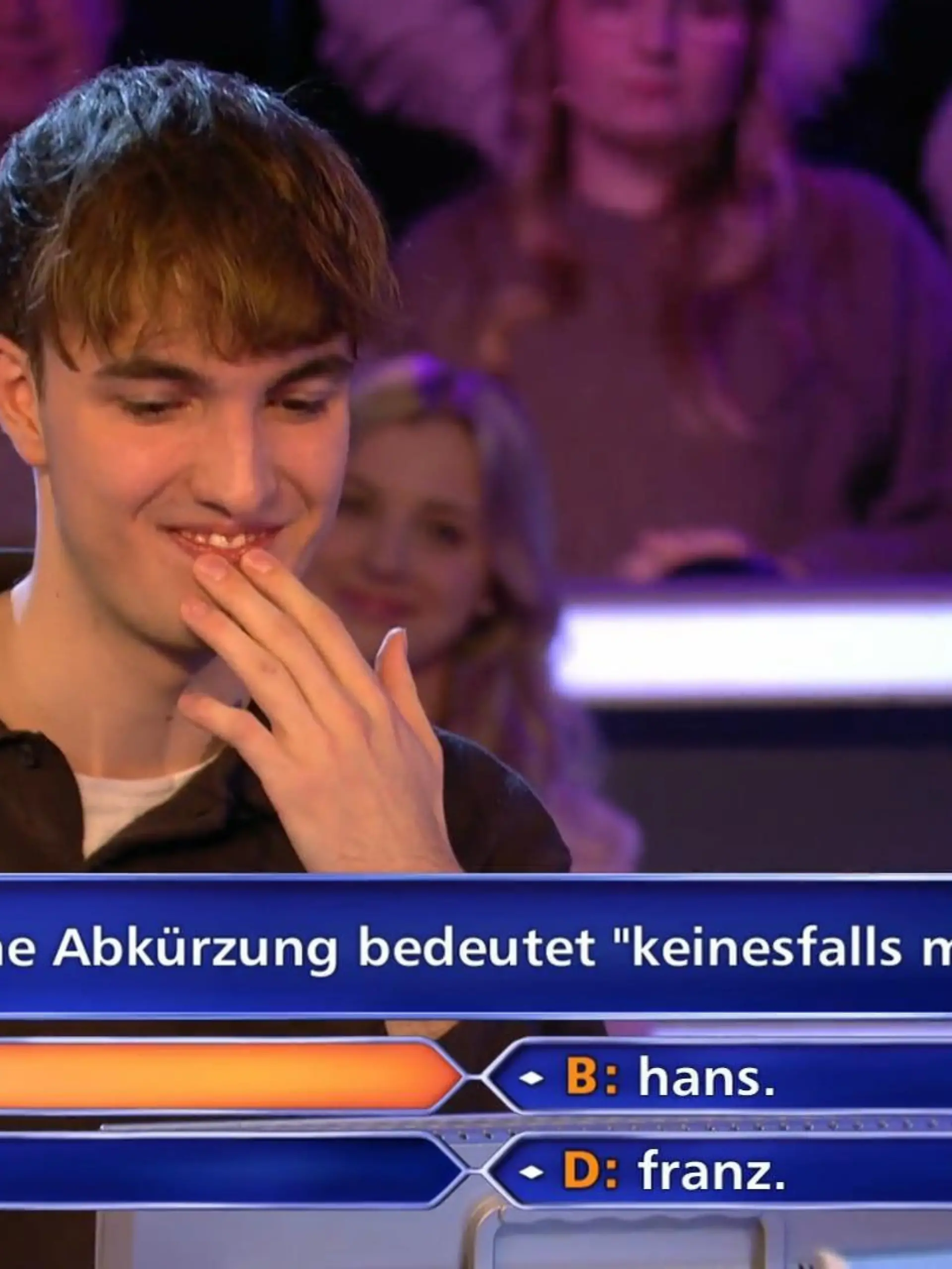 „Wer wird Millionär?”-Kandidat Luis Wenzelides steht schon bei 100 Euro mächtig auf dem Schlauch