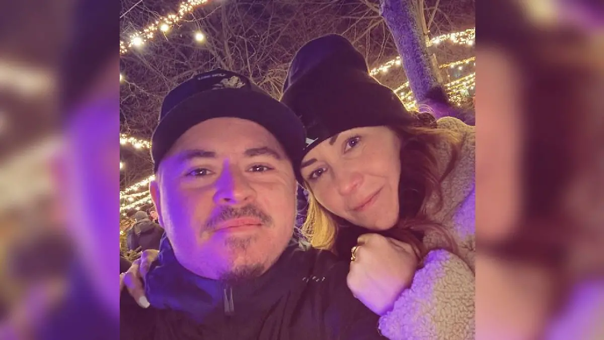 Selfie von Gustav Schäfer und Ehefrau Linda auf dem Magdeburger Weihnachtsmarkt.