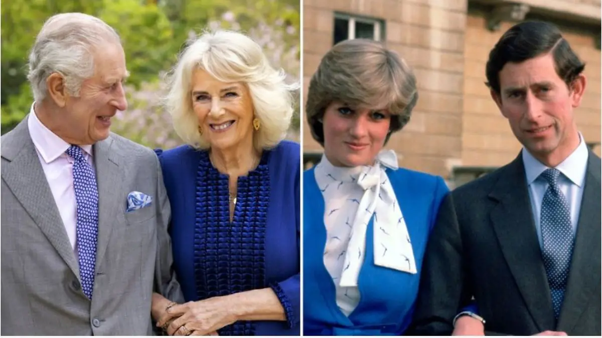 Charles heute mit Camilla (l.) und in den 1980er Jahren mit Diana.