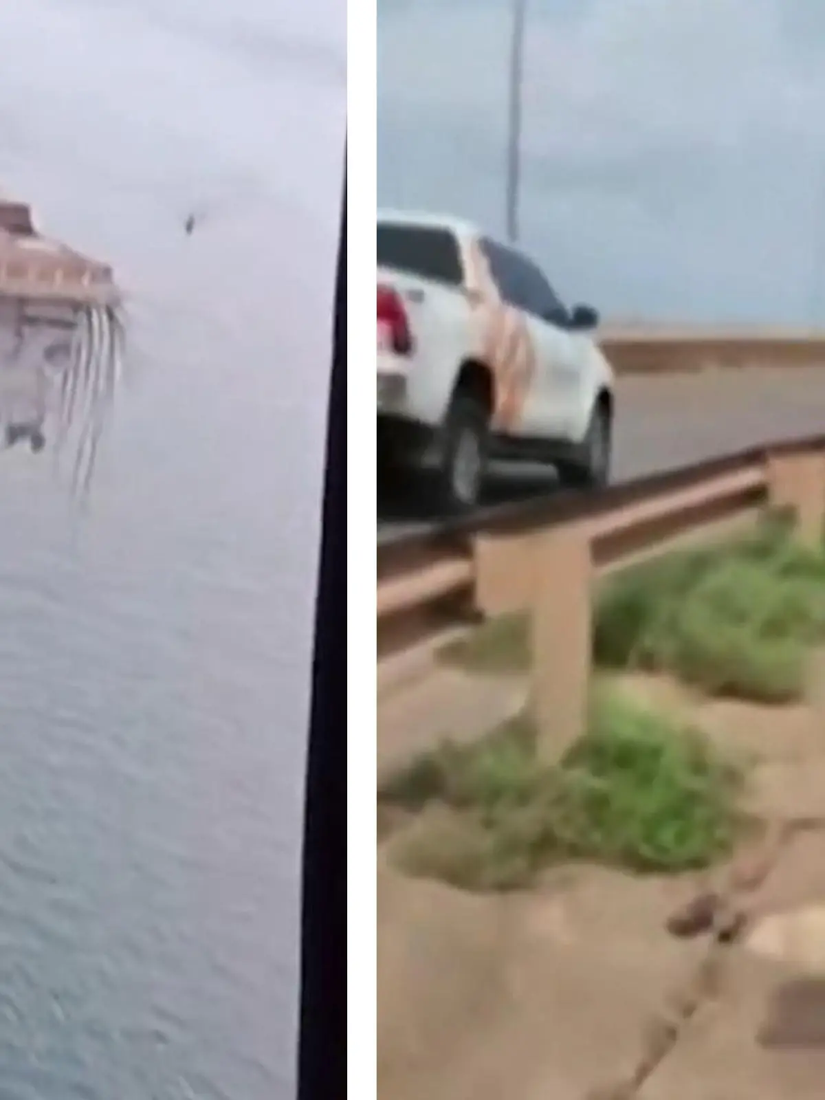 Bild zu: "Brücke bricht zusammen - Fahrzeuge stürzen in Fluss"