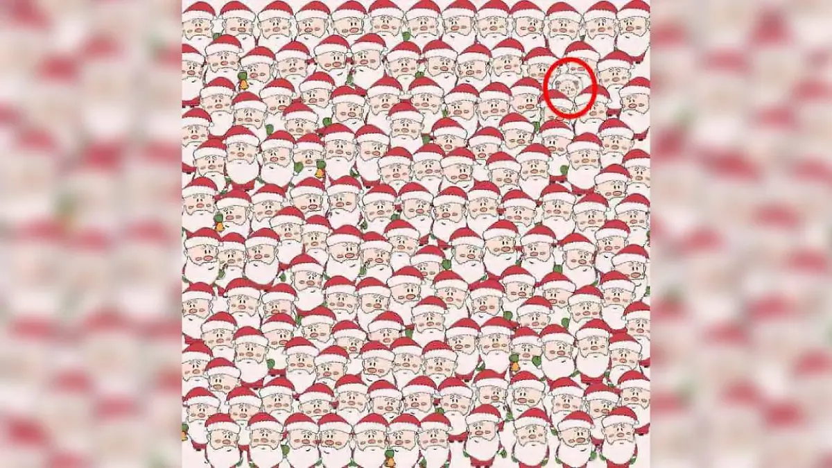 Auflösung Suchbild Schaf zwischen Santas