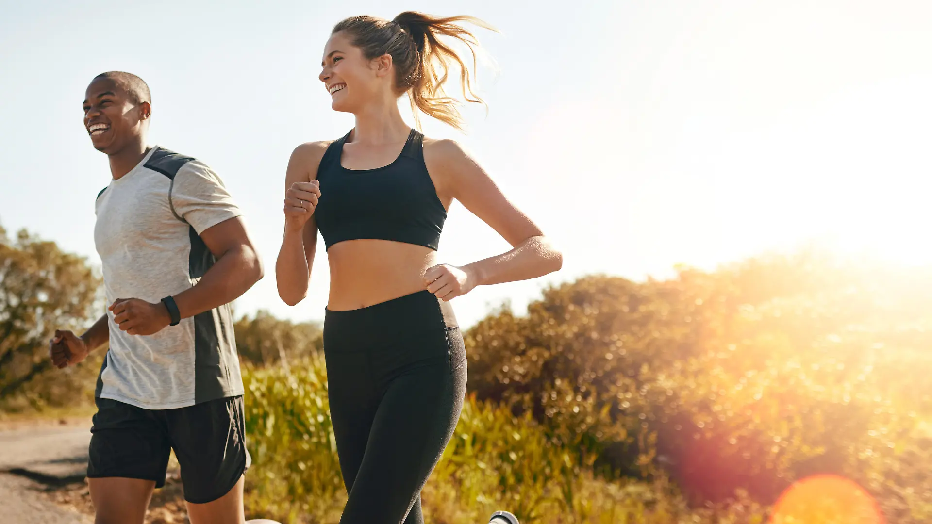 Shot of a fit young couple going for a run outdoors