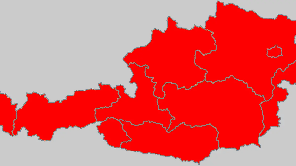 Rote Länderkarte von Österreich