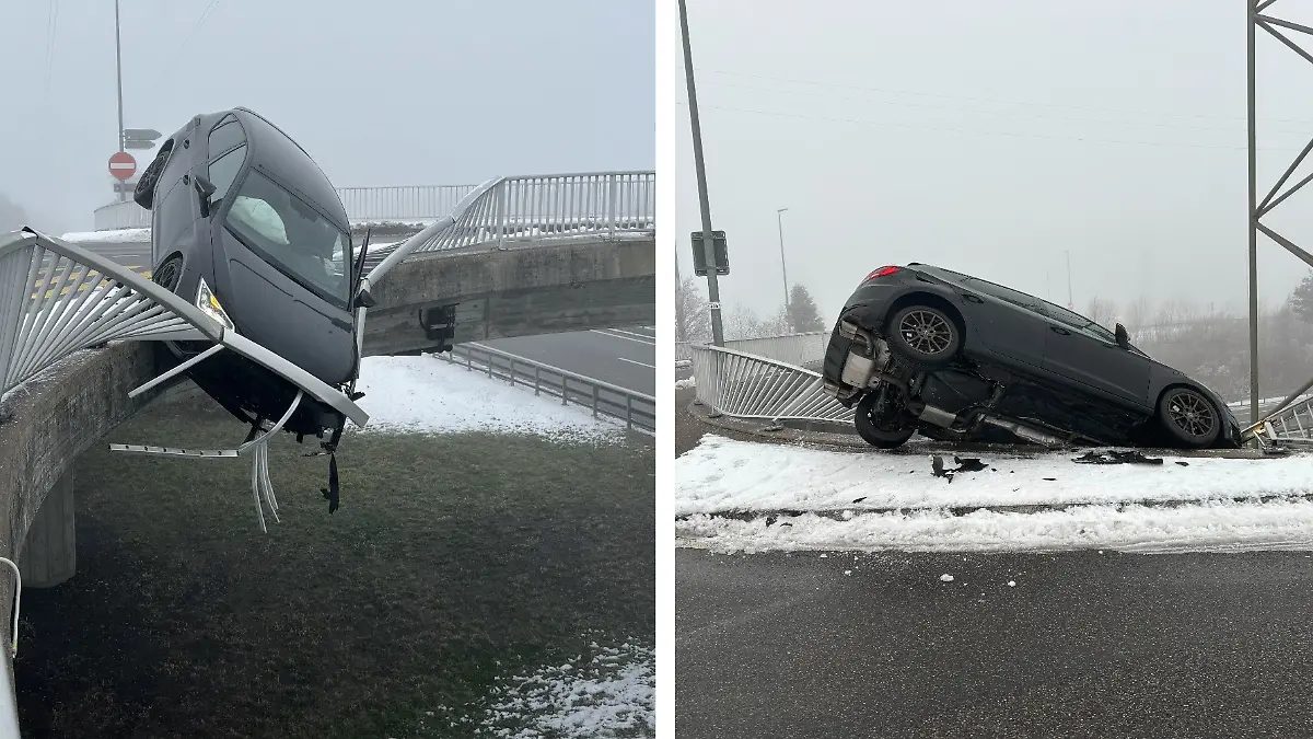 Diese Bilder der Schweizer Polizei zeigen, wie nah der Fahrer an einer Katastrophe war.