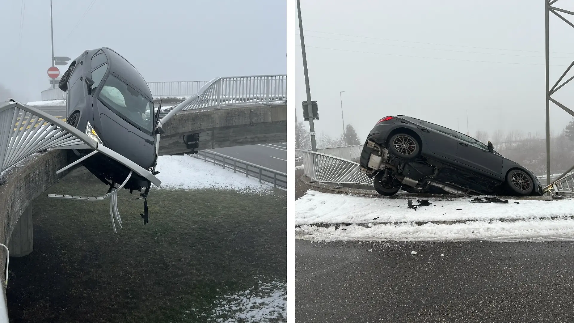 Diese Bilder der Schweizer Polizei zeigen, wie nah der Fahrer an einer Katastrophe war.