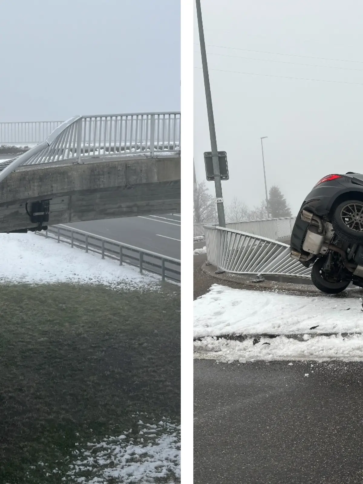 Diese Bilder der Schweizer Polizei zeigen, wie nah der Fahrer an einer Katastrophe war.