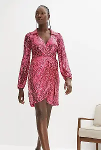 Paillettenkleid im Wickel-Optik