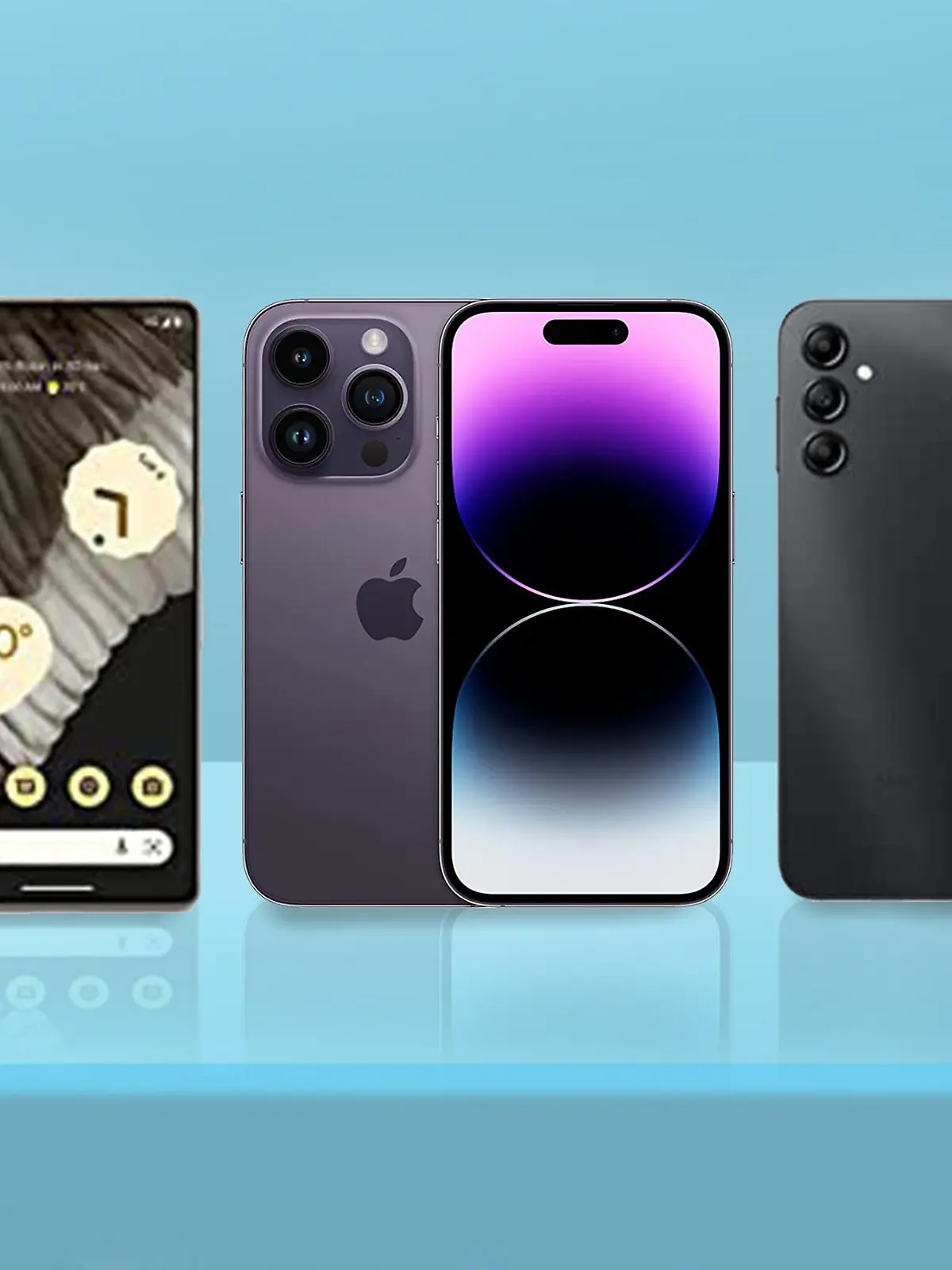 Mehrere Smartphones in einer Collage.