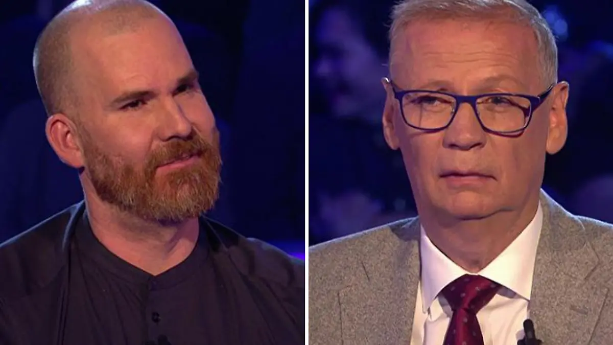 „Wer wird Millionär?”-Kandidat Christian Nagel und Moderator Günther Jauch