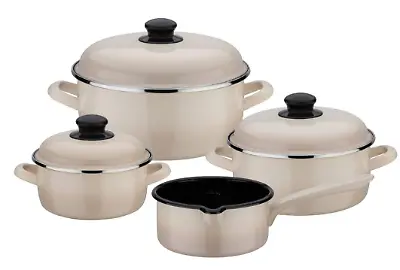 GSW-Kochtopf-Set aus Stahl-Emaille (siebenteilig)