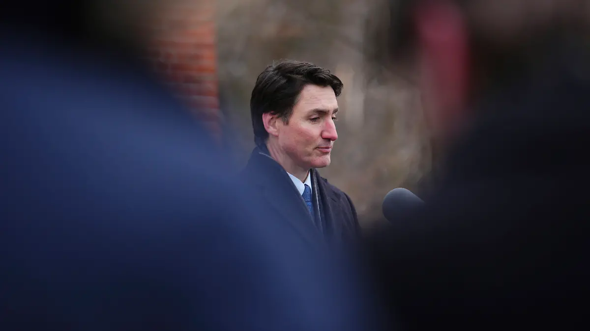 Kanadas Premierminister Justin Trudeau verkündet seinen Rücktritt als Vorsitzender der Liberalen und Premierminister vor dem Rideau Cottage in Ottawa am Montag, 6. Januar 2025.