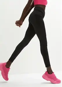 Schnelltrocknende Sport-Leggings mit Mesh-Einsätzen in Schwarz