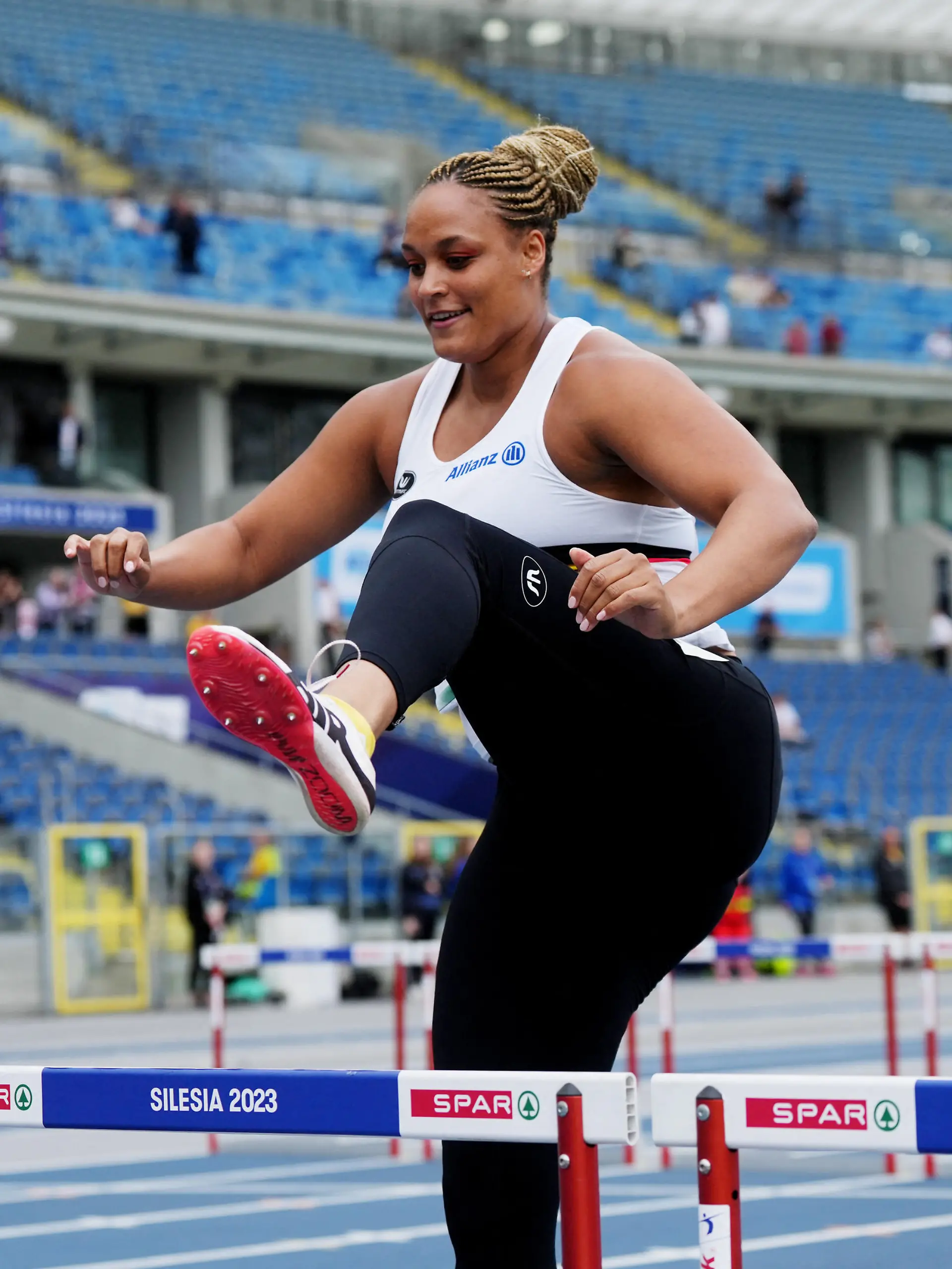 European Games - Athletics - Silesian Stadium, Chorzow, Poland - June 24, 2023 Belgium's Jolien Maliga Boumkwo in action during the Women's 100m Hurdles, Division 1 Heat B REUTERS/Aleksandra Szmigiel