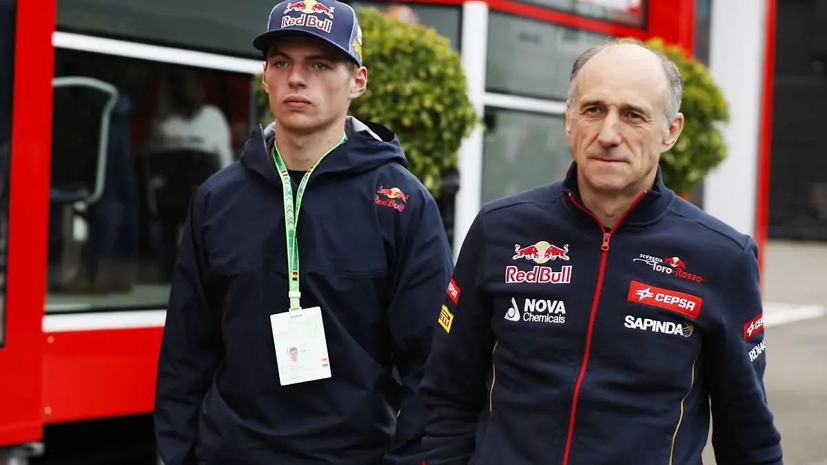 (L to R): Max Verstappen (NLD) Scuderia Toro Rosso with Franz Tost (AUT) Scuderia Toro Rosso Team Principal.21.08.2014. Formula 1 World Championship, Rd 12, Belgian Grand Prix, Spa Francorchamps, Belgium, Preparation Day.- www.xpbimages.com, EMail: requests@xpbimages.com - copy of publication required for printed pictures. Every used picture is fee-liable. © Copyright: Gibson / XPB Images