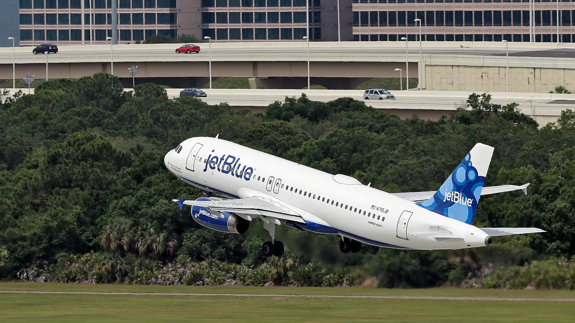 FILE - A JetBlue Airways Airbus A320-232 takes off from the Tampa International Airport in Tampa, Fla., May 15, 2014 (AP Photo/Chris O’Meara, File)
