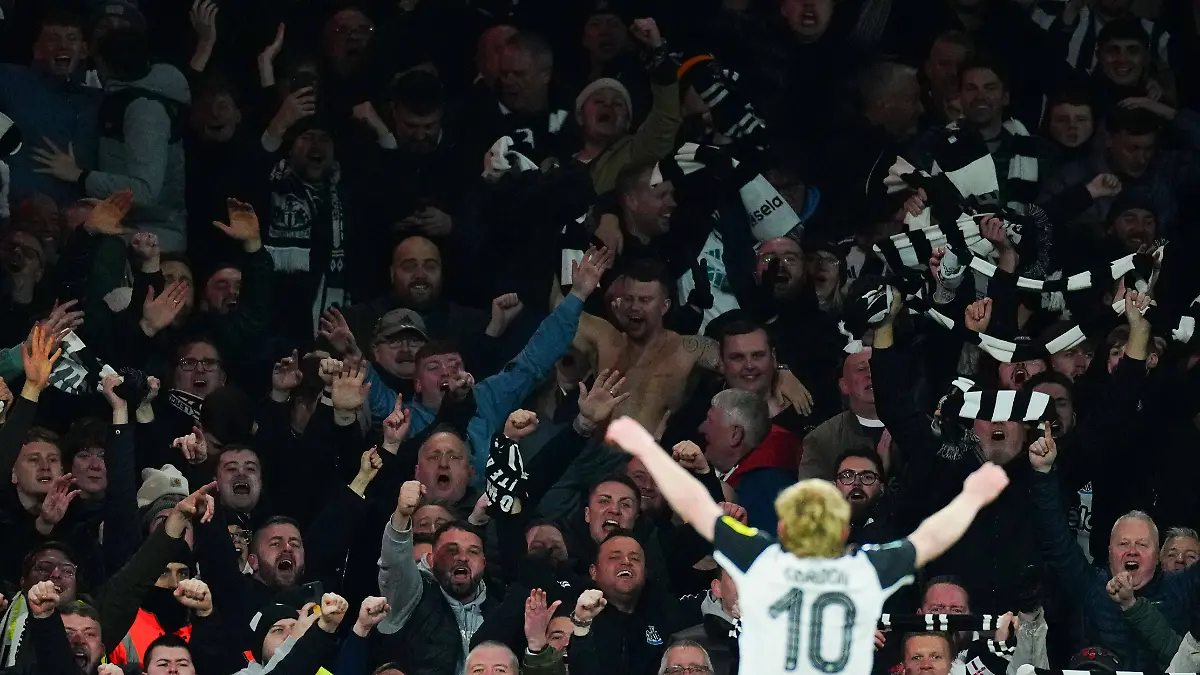 Newcastle-Fans feiern einen Treffer.