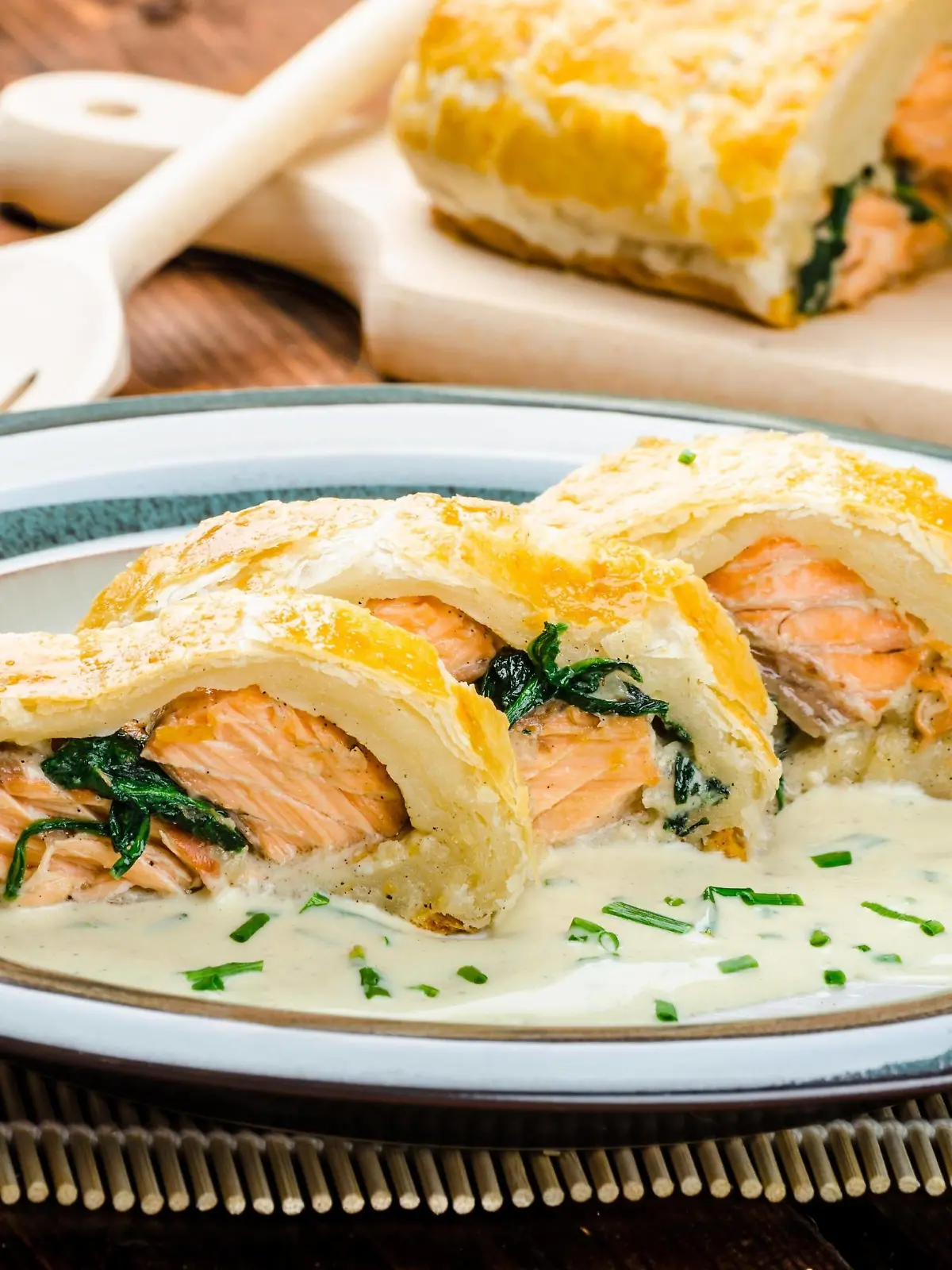 Salmon baked in puff pastry Copyright: xPeteerSx Panthermedia27217126