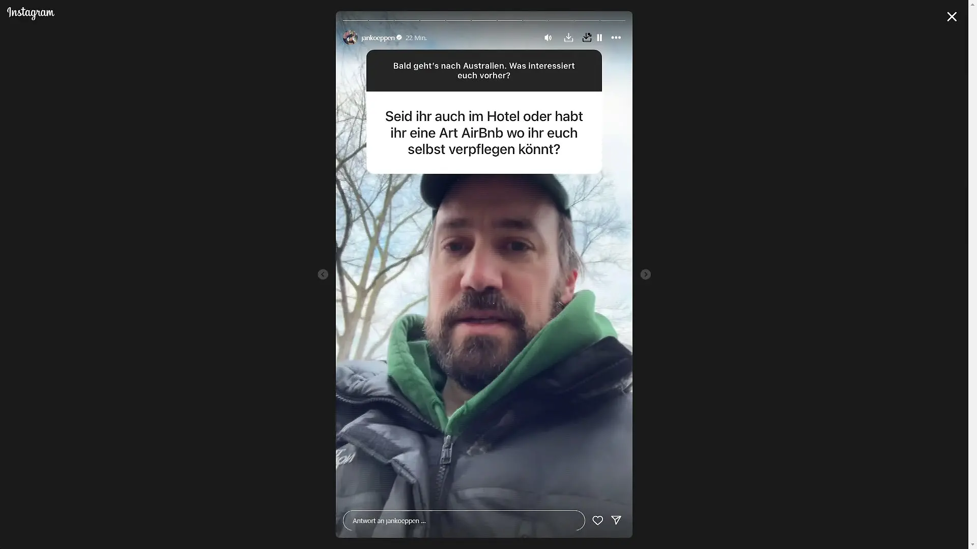 Noch befindet sich Jan Köppen im nasskalten Deutschland, doch bald geht es ins warme Australien. 