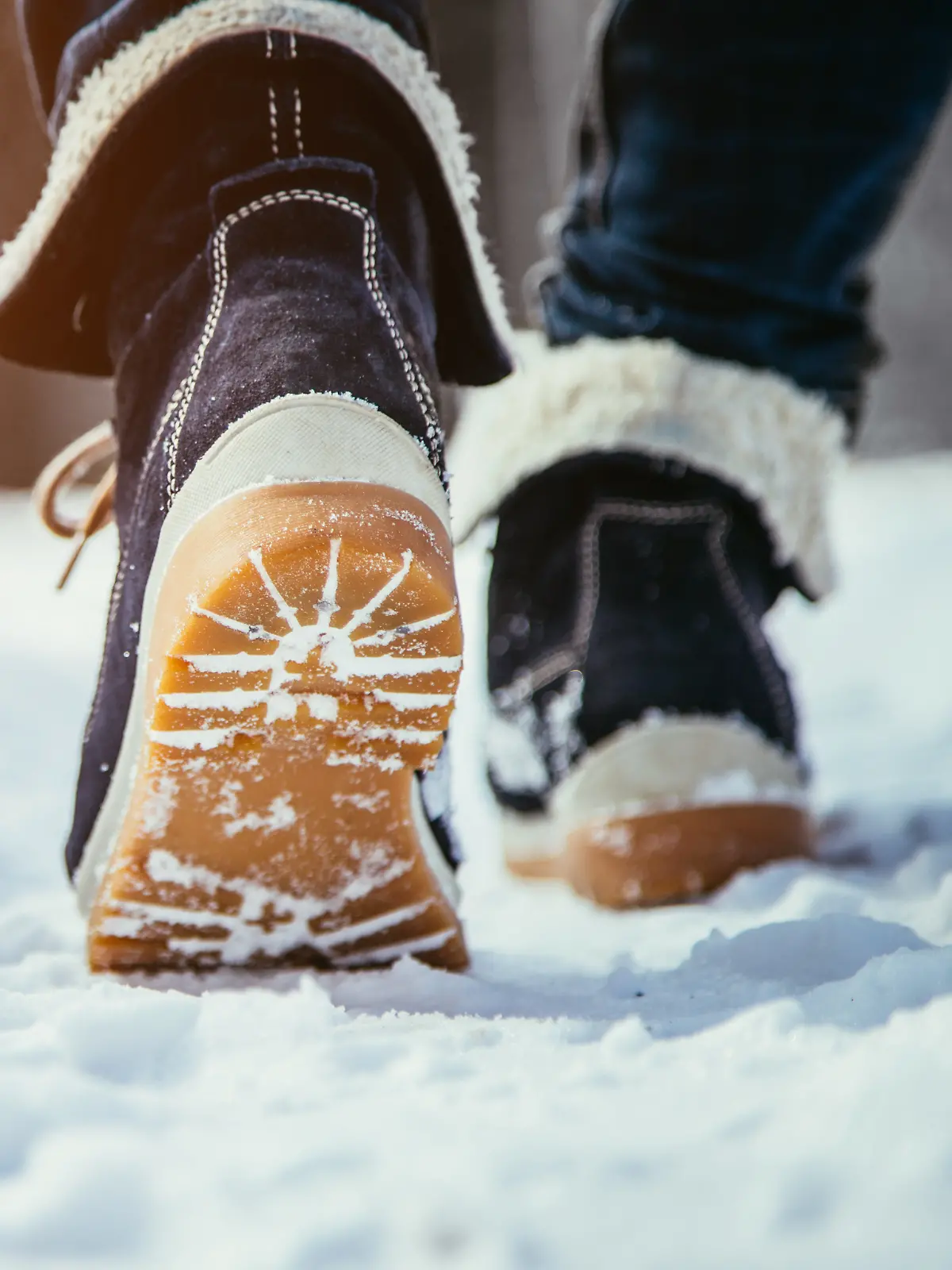 Junge Frau läuft im Schnee