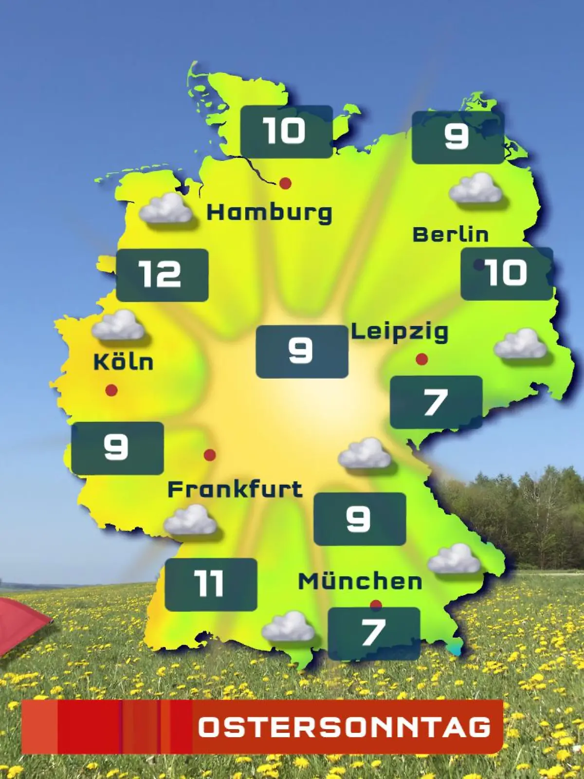 Temperaturen und Sonnenschein zum Ostersonntag