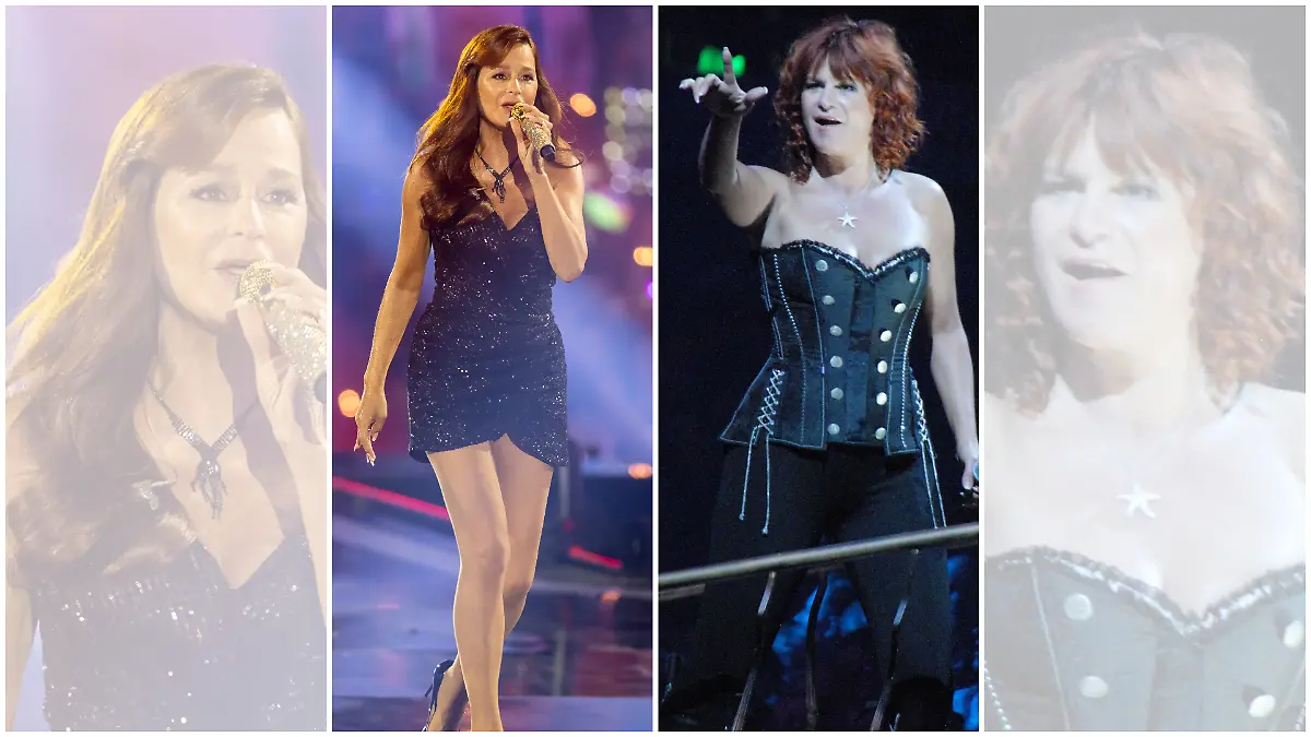 Andrea Berg Mitte Januar bei einer TV-Show und 2012 bei ihrer Tournee „Abenteuer”