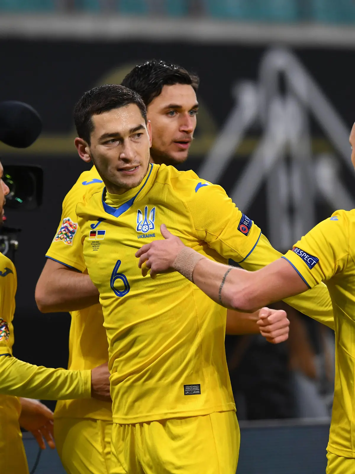  Fussball, Herren, Saison 2020/21, Nations League Liga A, Gruppe 4, 5. Spieltag in Leipzig, Deutschland - Ukraine, v. l. Marlos Ukraine, Taras Stepanenko Ukraine, Yukhym Konoplya Ukraine, Jubel nach Tor zum 0:1, 14.11. 2020, *** Football, men, season 2020 21, Nations League Liga A, Group 4, 5 Matchday in Leipzig, Germany Ukraine, from Marlos Ukraine, Taras Stepanenko Ukraine , Yukhym Konoplya Ukraine , cheers after goal to 0 1, 14 11 2020, Copyright: xMatthiasxKochx