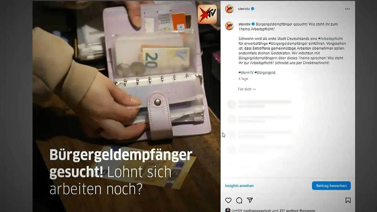 Bürgergeldempfänger haben sich bei stern.tv zum Thema Arbeitspflicht gemeldet.