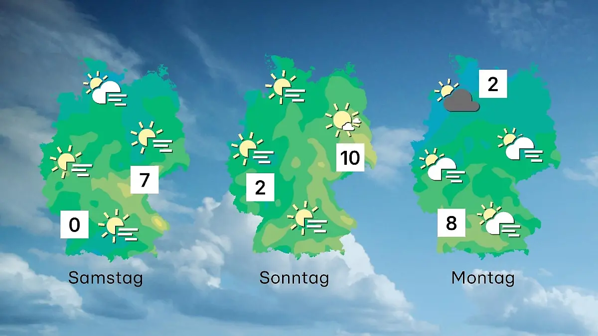 Wettervorhersage für 3 Tage ab Freitag