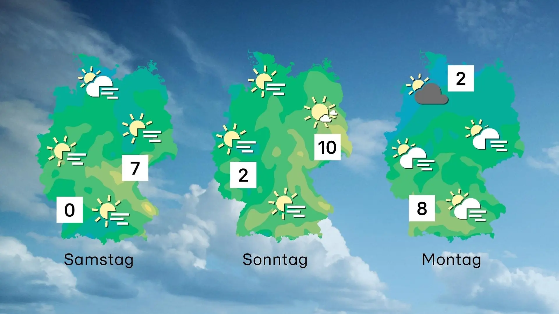 Wettervorhersage für 3 Tage ab Freitag
