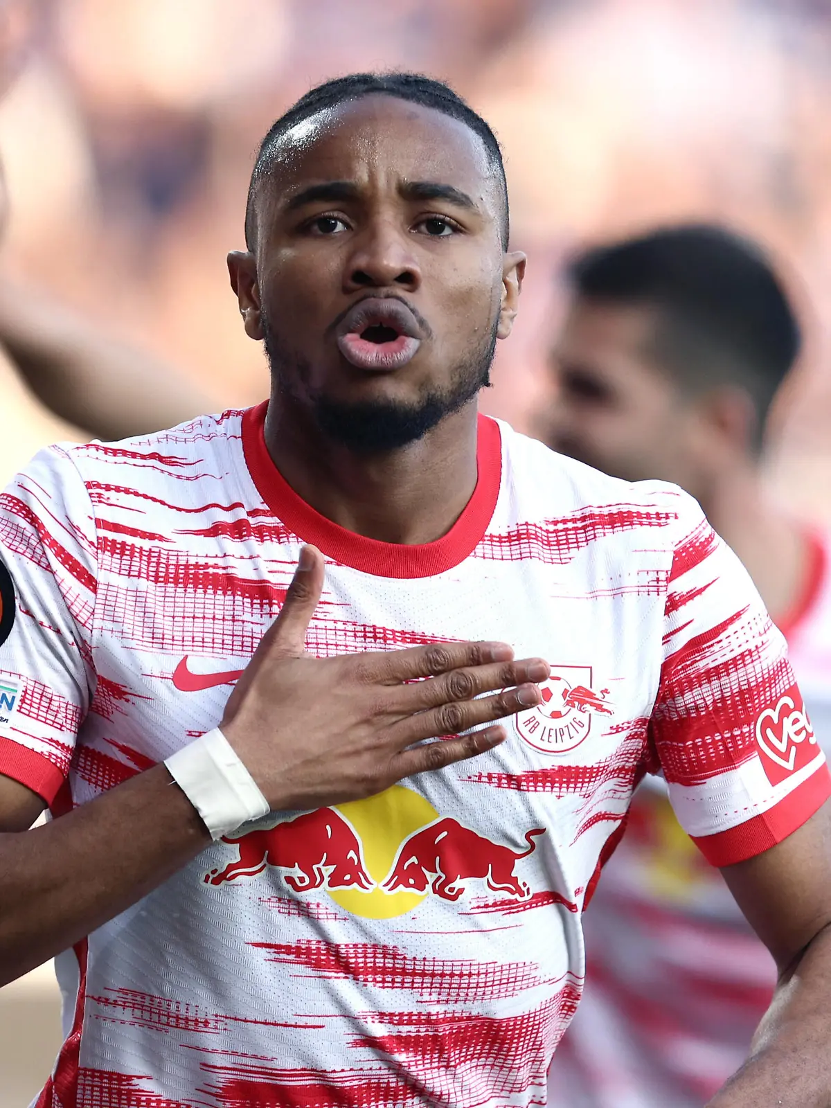  Fußball, EL, Atalanta Bergamo - RB Leipzig Bergamo 14/04/2022 - Europa League / Atalanta-RB Lipsia / foto Image nella foto: esultanza gol Christopher Nkunku PUBLICATIONxNOTxINxITA
