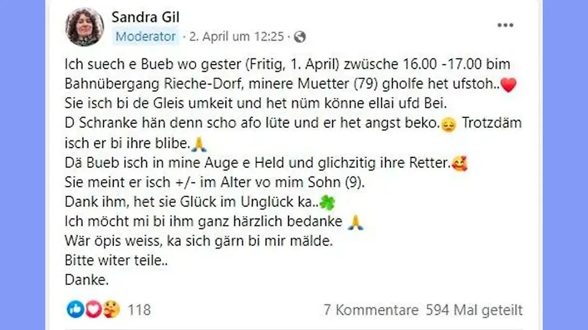Die 79-Jährige möchte ihren Lebensretter finden und sich bei ihm bedanken.