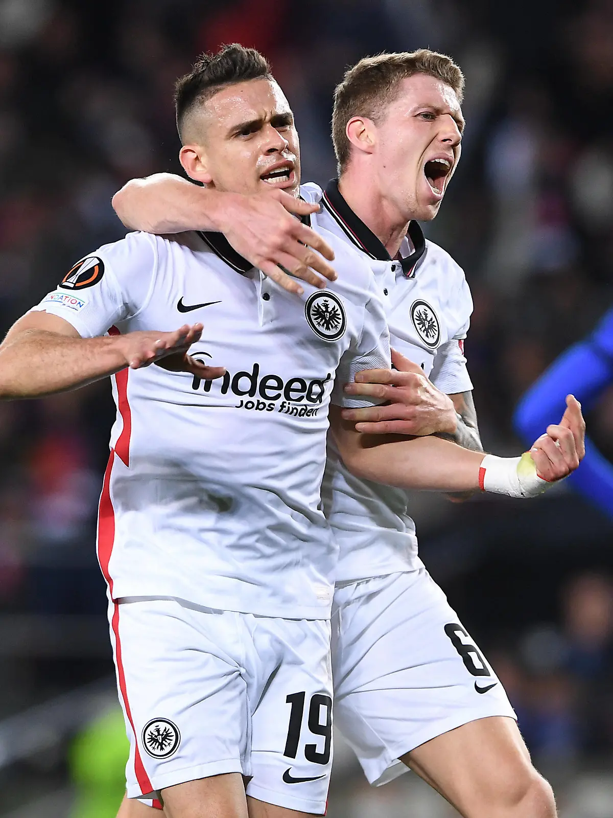  Fußball Europa League Viertelfinale FC Barcelona, Barca - Eintracht Frankfurt am 14.04.2022 im Camp Nou in Barcelona Torjubel / Jubel / Tor zum 0:2 durch Rafael Borre  Frankfurt  *** Soccer Europa League quarterfinals FC Barcelona Eintracht Frankfurt on 14 04 2022 at Camp Nou in Barcelona goal cheer goal to 0 2 by Rafael Borre Frankfurt xHDx