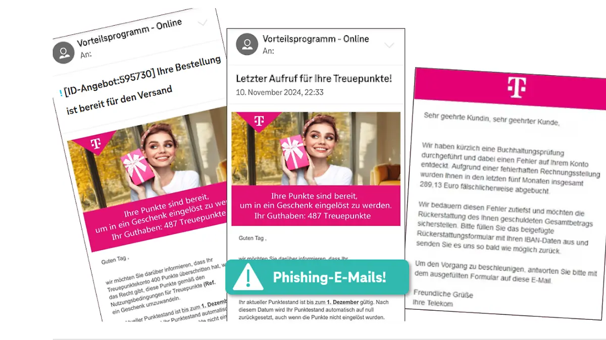 Beispiel für gefälschte E-Mails.