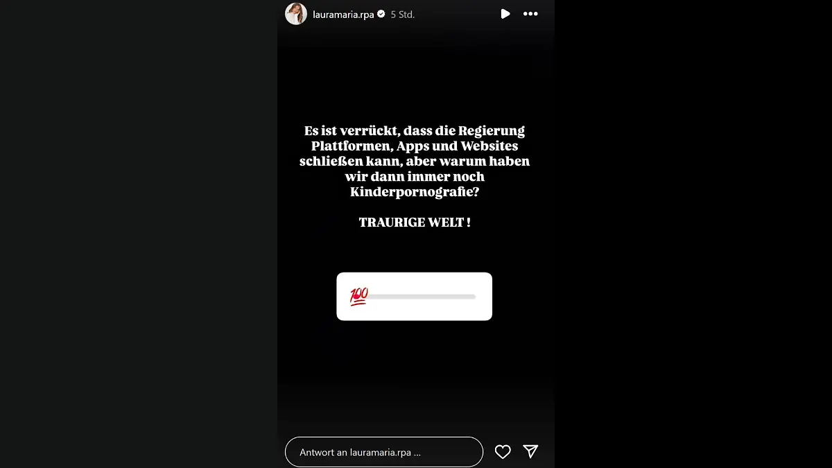 Laura Maria Rypa postet in ihrer Instagram-Story dieses Statement.