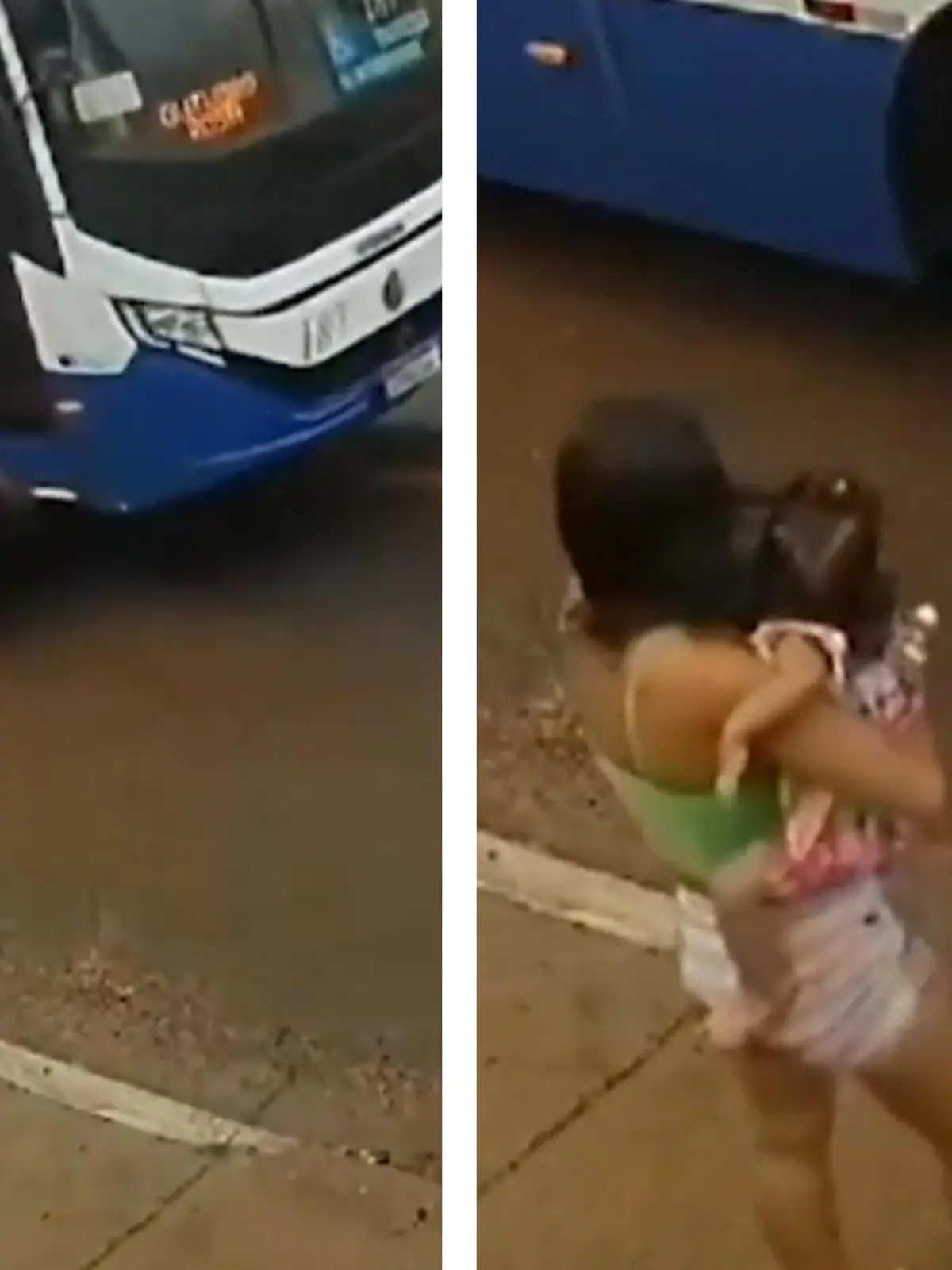 Die Kurve ist zu eng! Bus erfasst Mutter und zweijährige Tochter