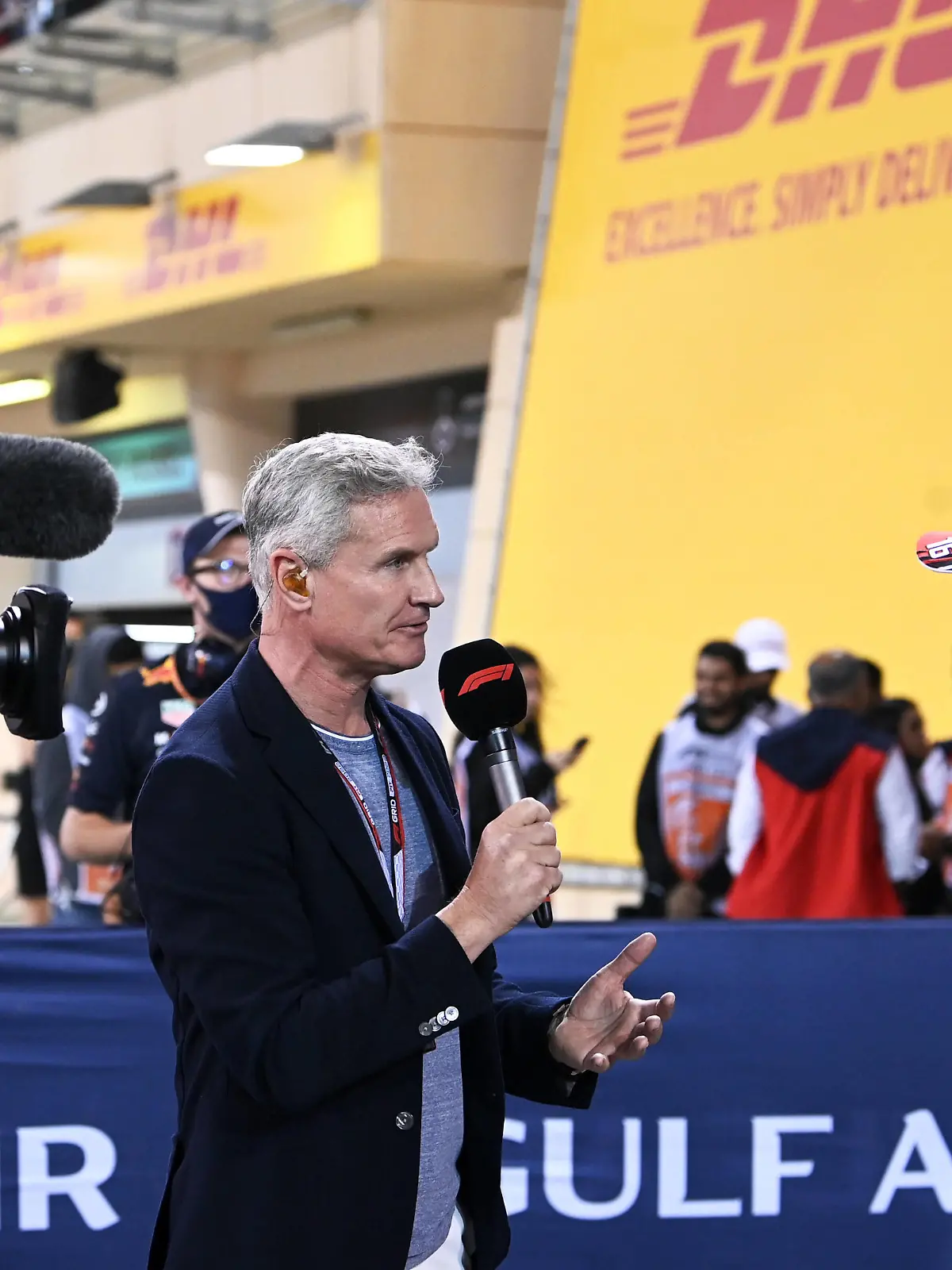 Formula 1 2022: Bahrain GP BAHRAIN INTERNATIONAL CIRCUIT, BAHRAIN - MARCH 19: Pole man Charles Leclerc, Ferrari, is interviewed by David Coulthard, TV Presenter, after Qualifying during the Bahrain GP at Bahrain International Circuit on Saturday March 19, 2022 in Sakhir, Bahrain. Photo by Mark Sutton / Sutton Images Images PUBLICATIONxINxGERxSUIxAUTxHUNxONLY GP2201_160459MS1_8512 