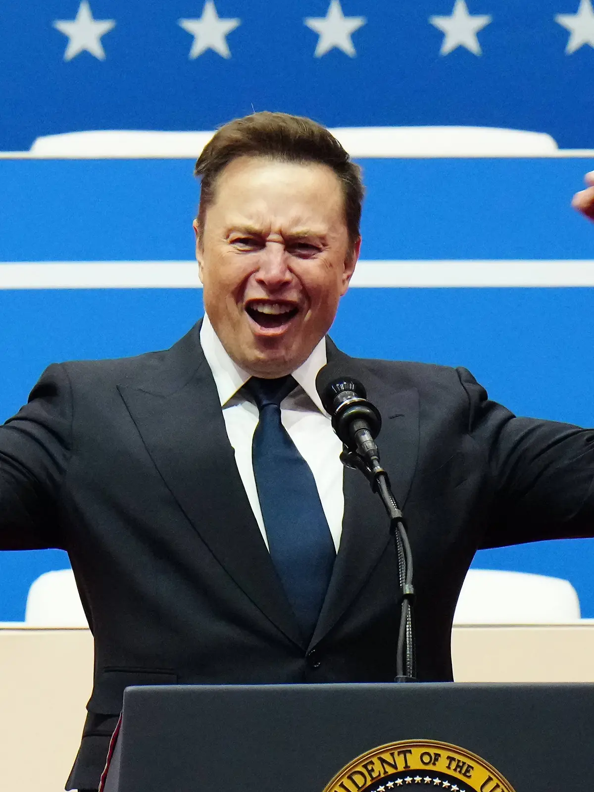 Elon Musk war bei der Wahlparty nach Trumps Vereidigung sichtlich gut gelaunt.