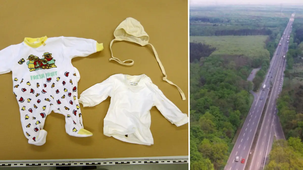 Der tote Säugling trug einen Baby-Strampler, ein weißes Oberteil und eine Mütze
