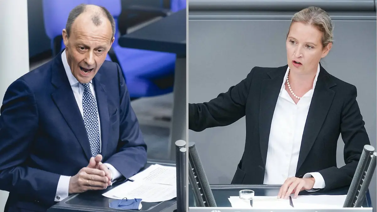 Friedrich Merz (l.) und Alice Weidel (r.)