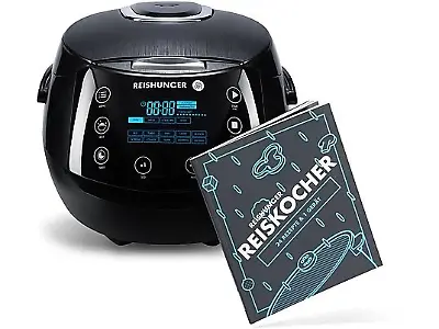 Reishunger Digitaler Reiskocher, Dampfgarer und Kochbuch