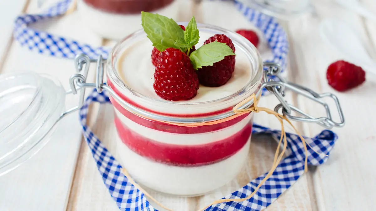 Homemade and cold Italian dessert Panna Cotta,selective focus