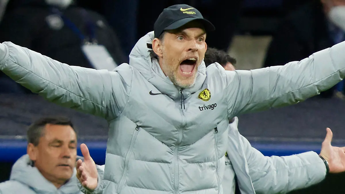 Chelsea FC head coach Thomas Tuchel during the UEFA Champions League match, Quarter Final, Second Leg, between Real Madrid and Chelsea FC played at Santiago Bernabeu Stadium on April 12, 2022 in Madrid, Spain. (Photo by Ruben Albarran / PRESSINPHOTO)