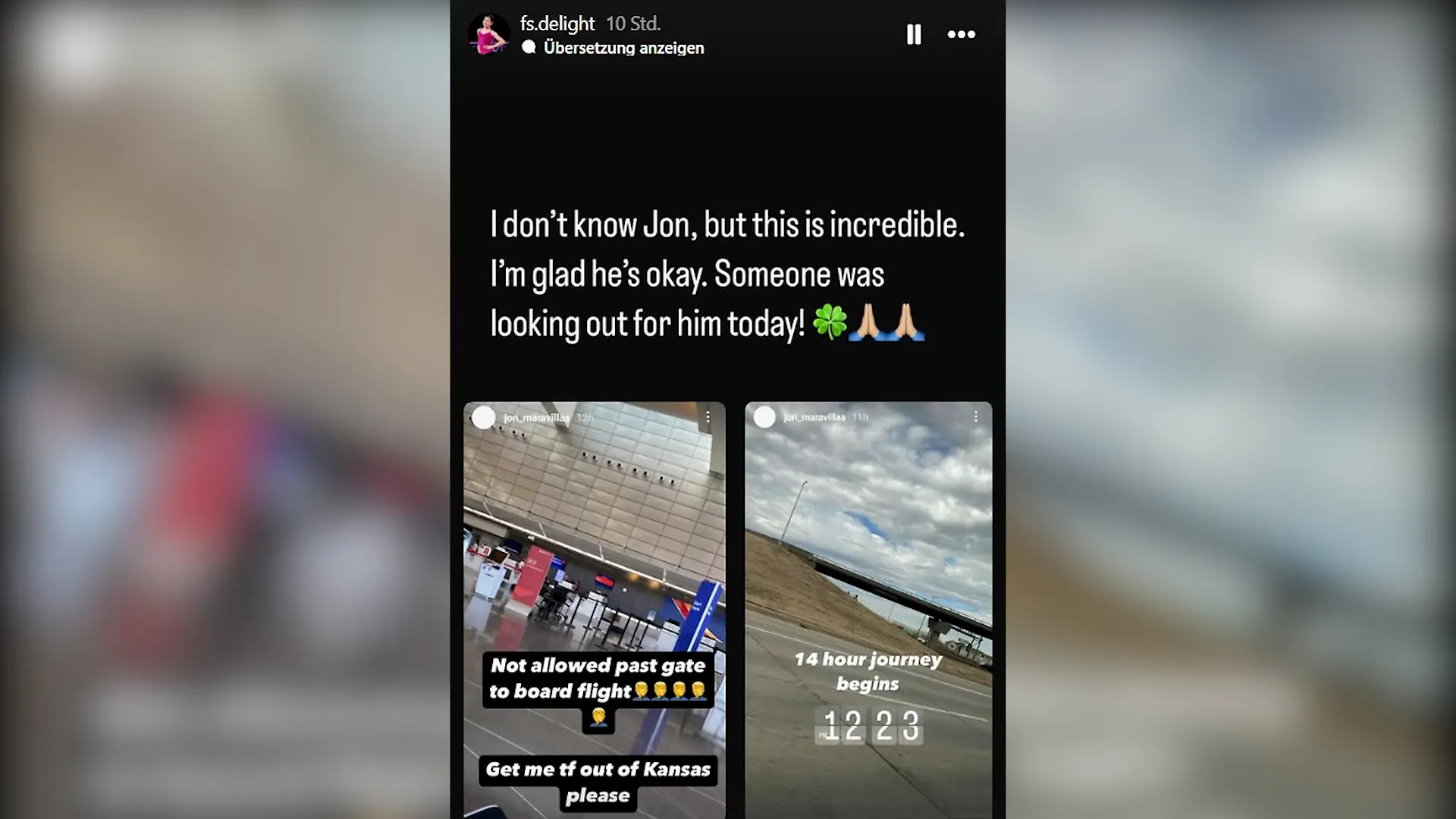 Ein Eiskunstlauf-Fan Account bei Instagram zeigte die Insta-Story von Maravilla.