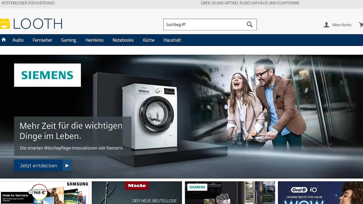 Screenshot des Fake-Shops Looth.net.