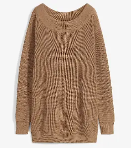 Ripp-Strickpullover mit U-Boot-Ausschnitt