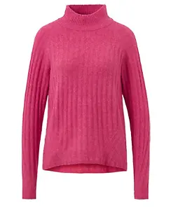 Gerippter Strickpullover mit Stehkragen