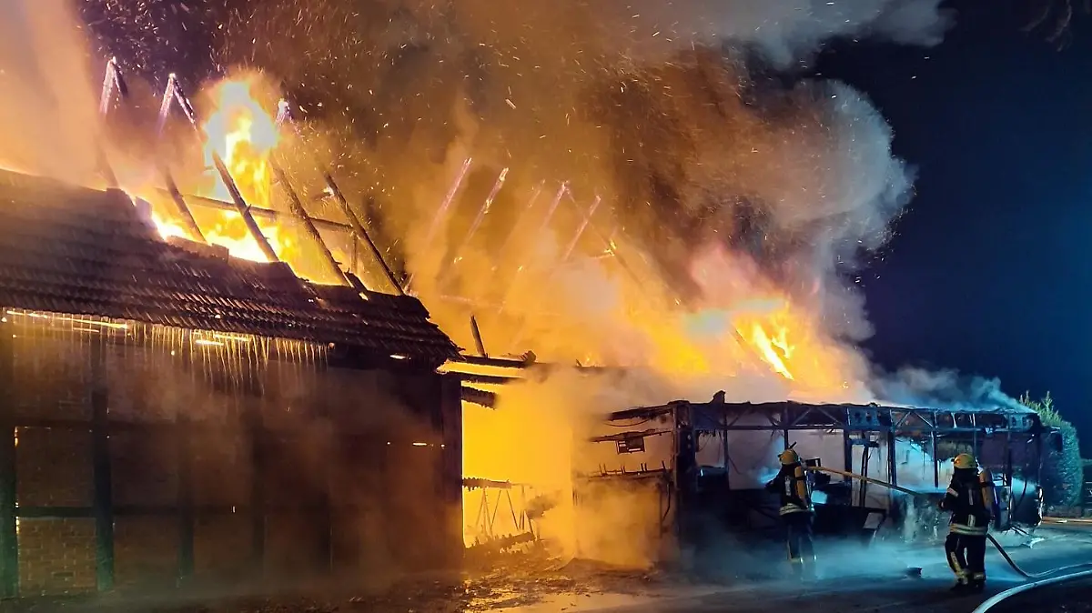 Die Feuerwehr kämpft stundenlang gegen das Inferno – doch am Ende bleibt nur verkohltes Metall und Asche.