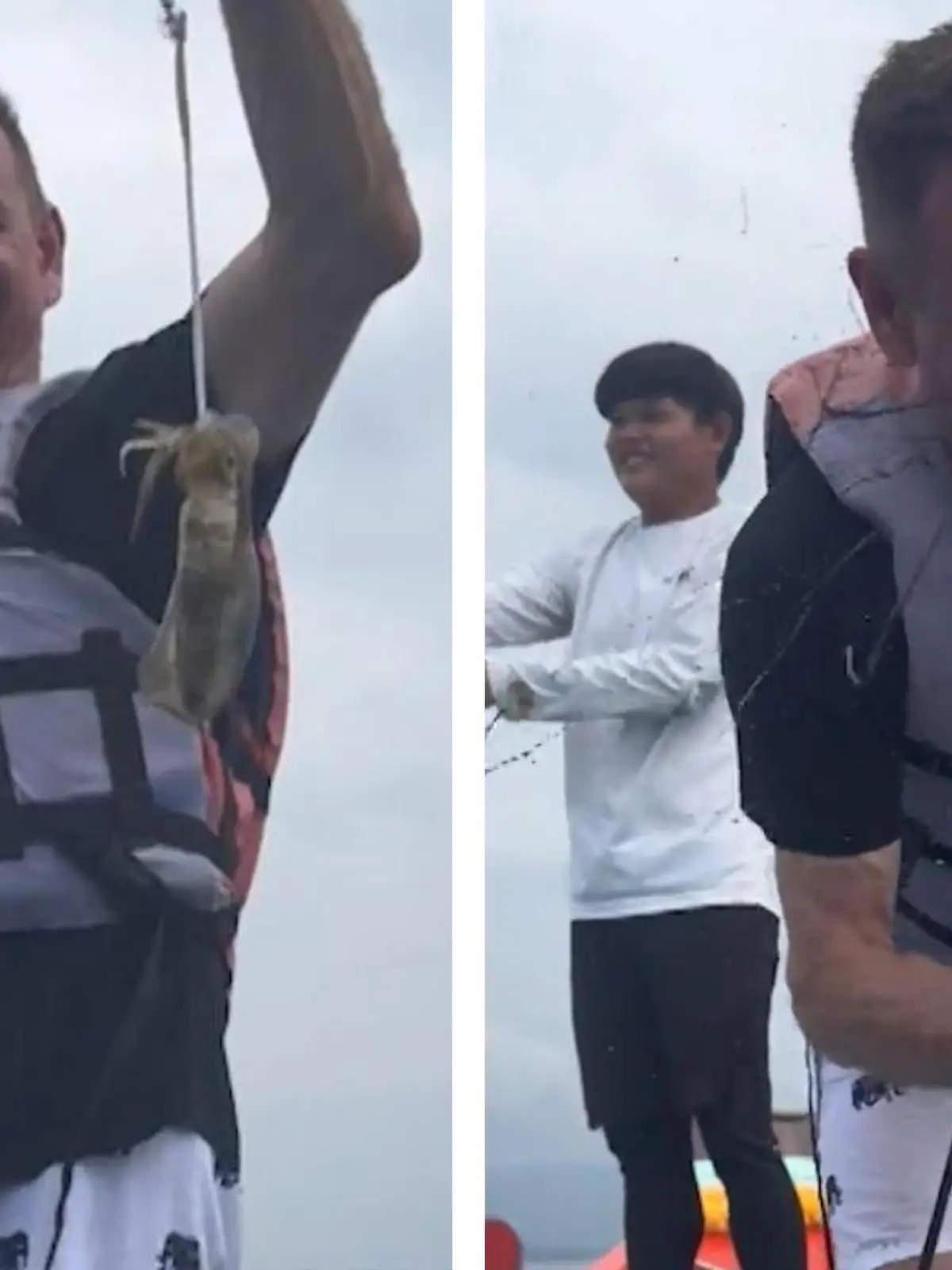 Ahnungsloser Angler wird von Tintenfisch mit Farbe attackiert 