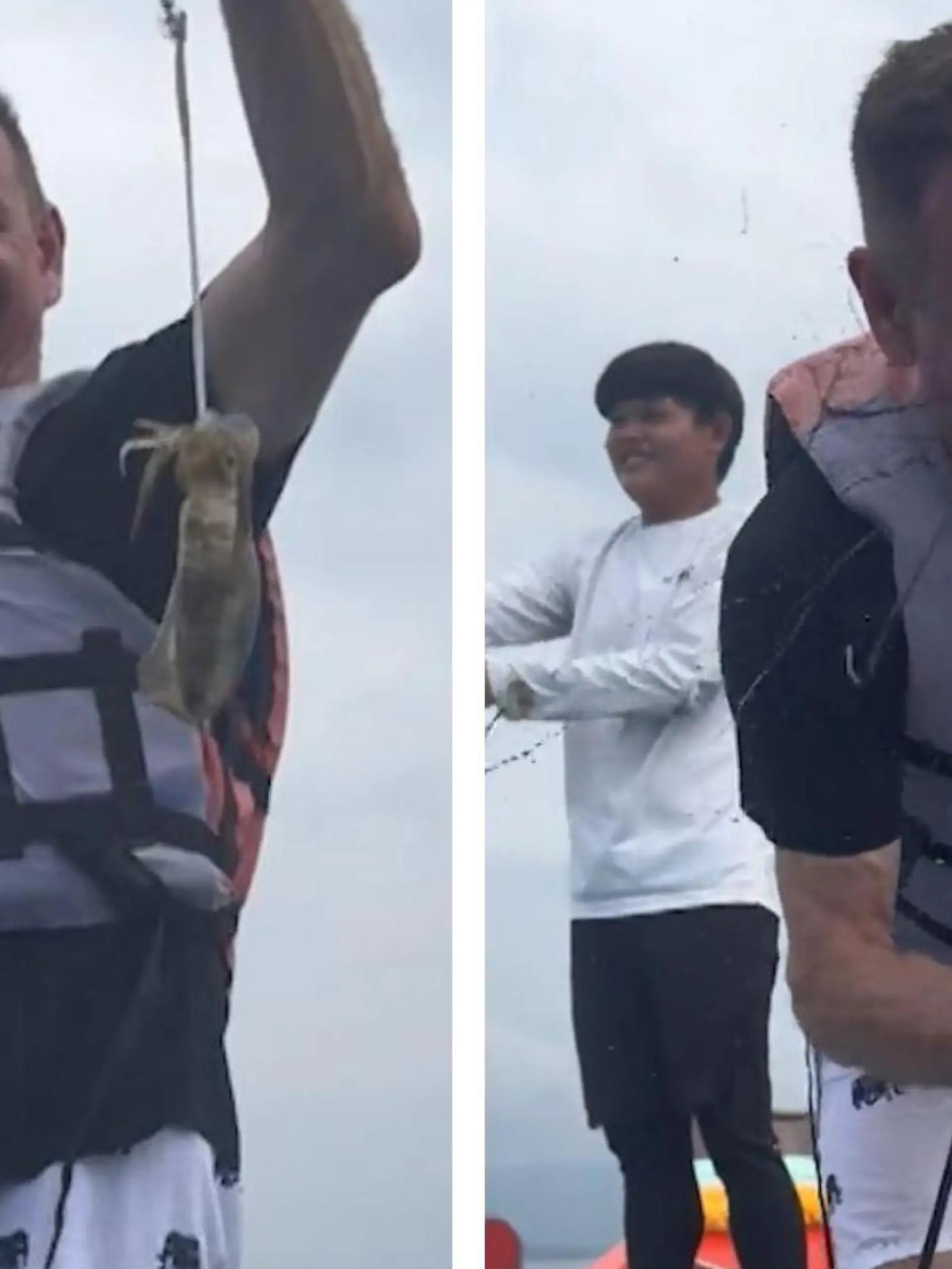 Ahnungsloser Angler wird von Tintenfisch mit Farbe attackiert 